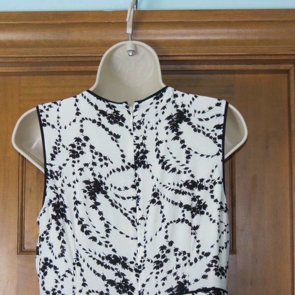 Talbots Sleeveless Black Off White Dress Godets Sheath - Picture 7 of 9